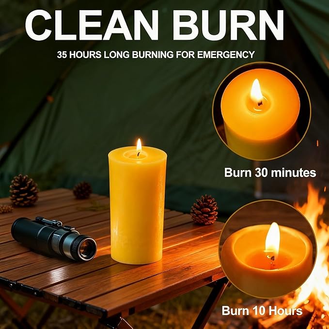 Beeswax Pillar Candles 4 Packs,100% Bees Wax Candles for Home-140 Hours Long Burning for Emergency, Natural Beeswax Candle Bulk for Relax, Pure,Smokeless & Dripless