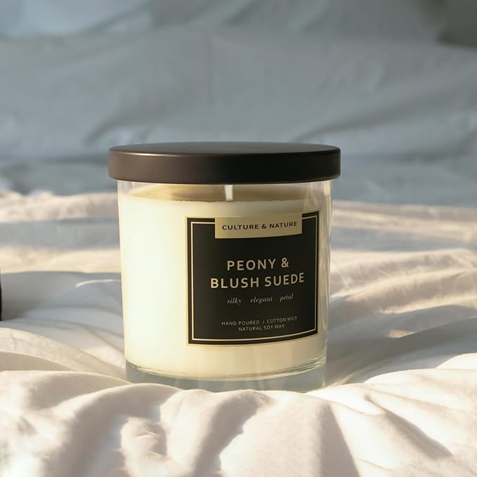 CULTURE & NATURE Natural Soy Wax Candle 7oz (Peony & Blush Suede)