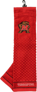 Team Golf NCAA Maryland Terrapins Embroidered Golf Towel Embroidered Golf Towel, Checkered Scrubber Design, Embroidered Logo