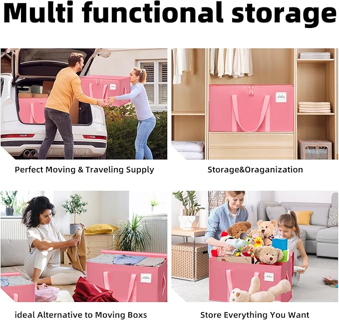 Moving Bags Heavy Duty Bubblegum Pink – Large Packing Bags for Moving, Extra Large Storage Totes with Zippers and Handles