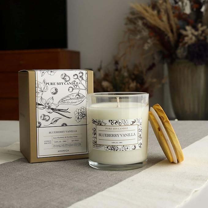 Aronica Blueberry Summer Candles for Home, Pet Safe Candles Non Toxic, House Decor Aesthetic, Regalos De Verano para UNA Casa, Labor Day Small Gift, Home Air Freshener for New Home