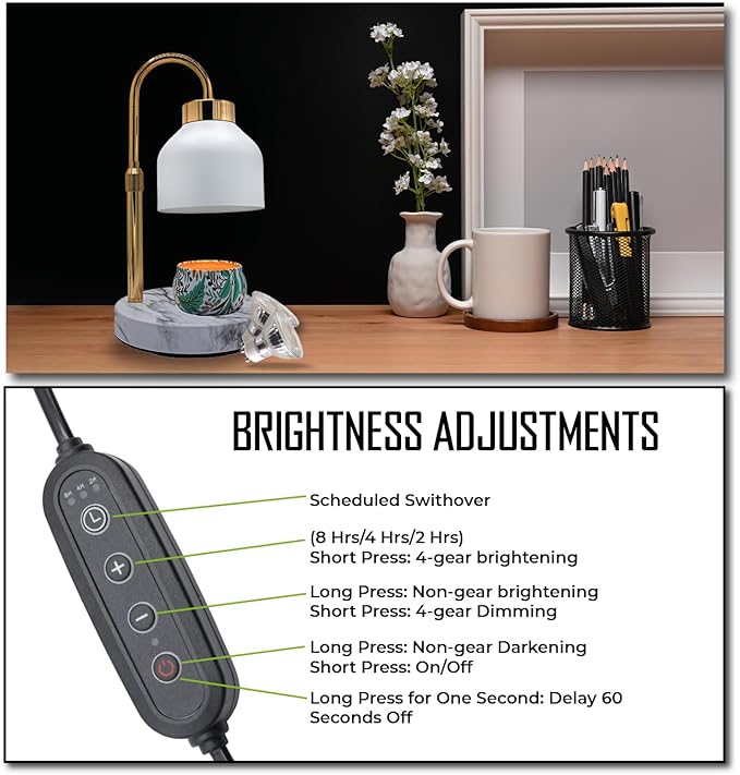 Candle Warmer Lamp with Timer & Dimmer | Adjustable Height & Brightness | Includes 2 Extra Bulbs | Wax Warmer Lamp | Christmas, Birthday & House Warming Gifts for Women, Mom for Jar Candles
