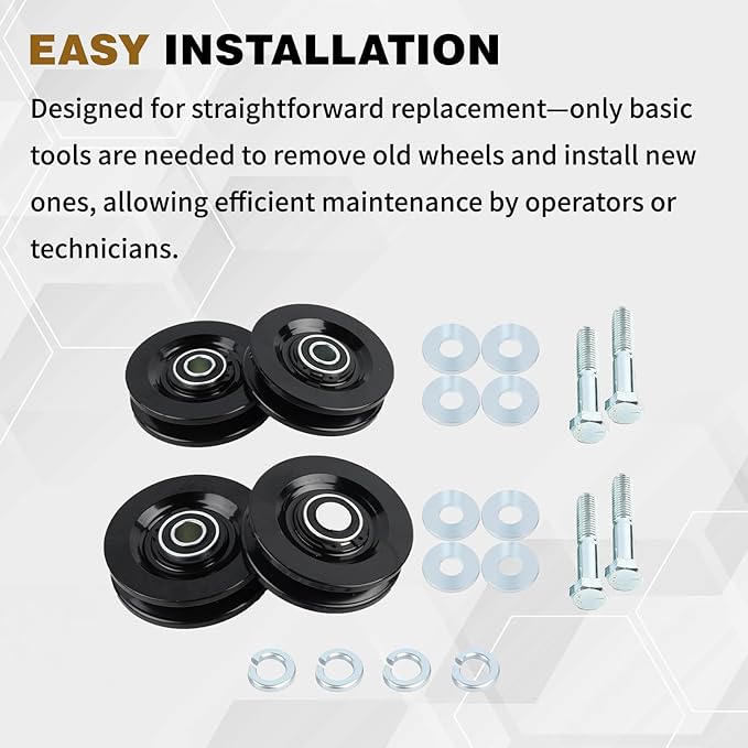 4 Pack 90040 Roofing Hoist Carriage Wheel Kit Compatible with Tranzsporter TP400 TP250 LH200 LH2000 Roofing Elevators, Heavy Duty Carbon Steel