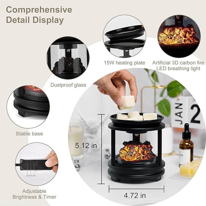 MOAFINA Wax Melt Warmer with Timer,Campfire Wax Warmer,4-in-1 Oil Burner Electric Candle Wax Warmer,Wax Warmer for Scented Wax Melts,Wax Melter Fragrance Warmer for Home Office Bedroom Gifts & Decor