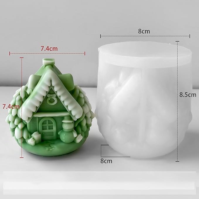 Christmas House Christmas Cylinder Candle & Resin Mold - Resin Casting Silicone Molds for Home Decor & Candle Making Wave Spiral Mold
