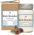 Aira Soy Candles - Organic, Kosher, Vegan, in Mason Jar w/Therapeutic Grade Essential Oil Blends - Hand-Poured 100% Soy Candle Wax - Paraffin Free, Burns 110+ Hours - Winter Wonderland - 16 Ounces