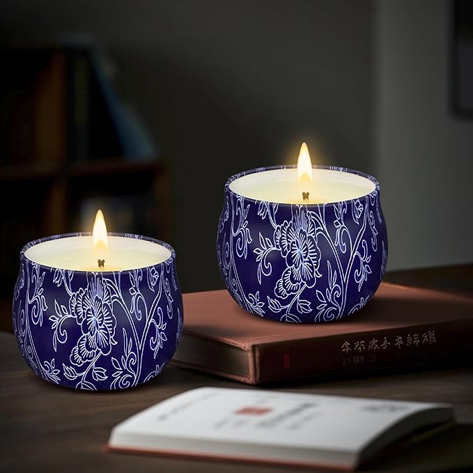 Citronella Candles - 4 Pack Citronella Candles Outdoor Set，4.4 oz, Indoor Scented Natural Soy Wax Candles Portable Travel Tin Gift Set for Home Garden Patio Balcony Decorative