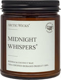 Midnight Whispers Scented Candle | 9oz Amber Jar | Arctic Wicks Non-Toxic Coconut & Beeswax Candles | Hand-Poured Clean Burning Candle | Rich Sandalwood Scent | 100% USDA Biobased