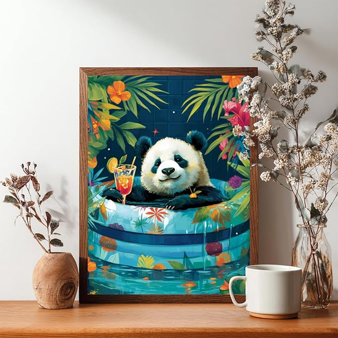 Reivworl Panda Diamond Art Kits for Adults, Panda Diamond Painting Kits, 5D Gem Art Kit for Gifts and Home Interior Decor 12x16 Inch