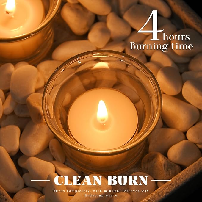 12pcs Natural Beeswax Tealight Candles - Organic Candle Honey Scent Smokeless Clean Burning