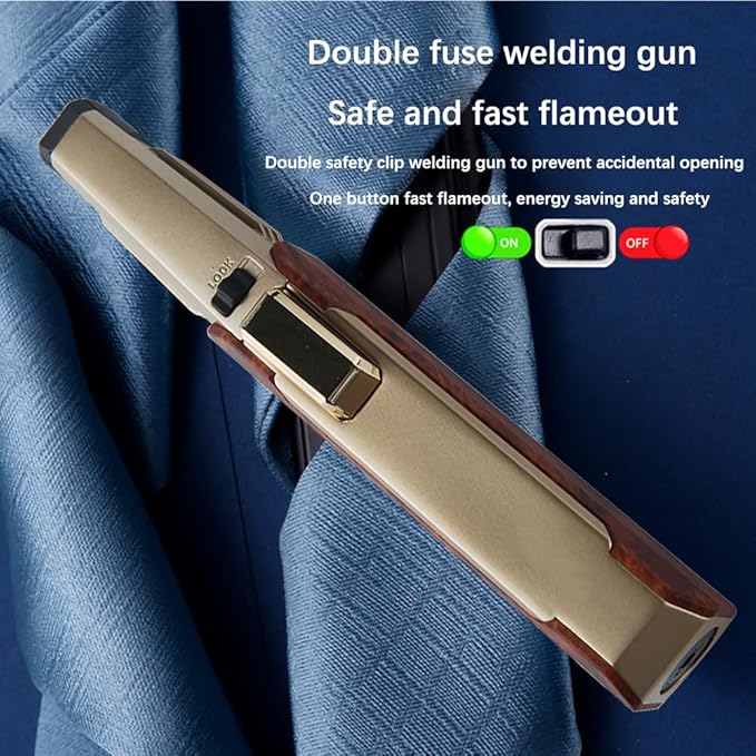 Butane Torch Lighter One-Hand Operation Lighter with Adjustable Jet Flame Kitchen Cooking Torch (Butane Gas Not Included) (Wood)