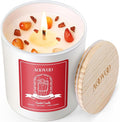 AOOVOO Cinnamon Scented Candles for Women - Aromatherapy Candle with Crystals Inside, 10oz Soy Candles for Home Scented, Birthday Gifts Valentines Day Candle for Women Mom