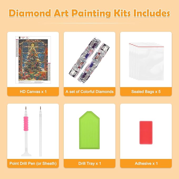 MOGTAA Christmas Tree Diamond Art Kits for Adults, 5D Full Drill Winter Diamond Painting Kits for Adults Beginner, DIY Round Diamond Dots for Adults, Gem Art for Home Wall Decor 12 X 16 Inch