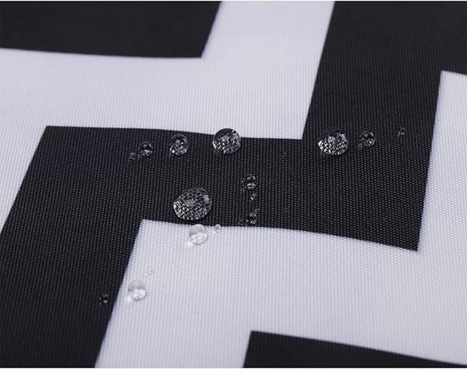 Mybecca Canvas Oxford Fabric Marine Waterproof Outdoor Awning 600 Denier Chevron Pattern Black/White (Cut Separate by Yard for Prime Orders-1 Yard) (60"x36")