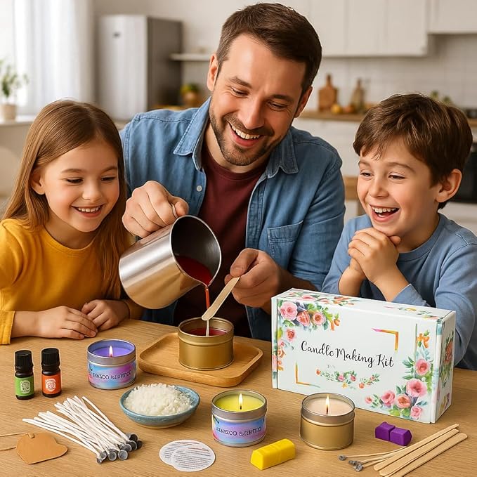 Complete Candle Making Kits for Adults Beginners, DIY Candle Making Supplies Include Beeswax, Wicks, Wicks Sticker, Candle Tins - Arts & Crafts Kits