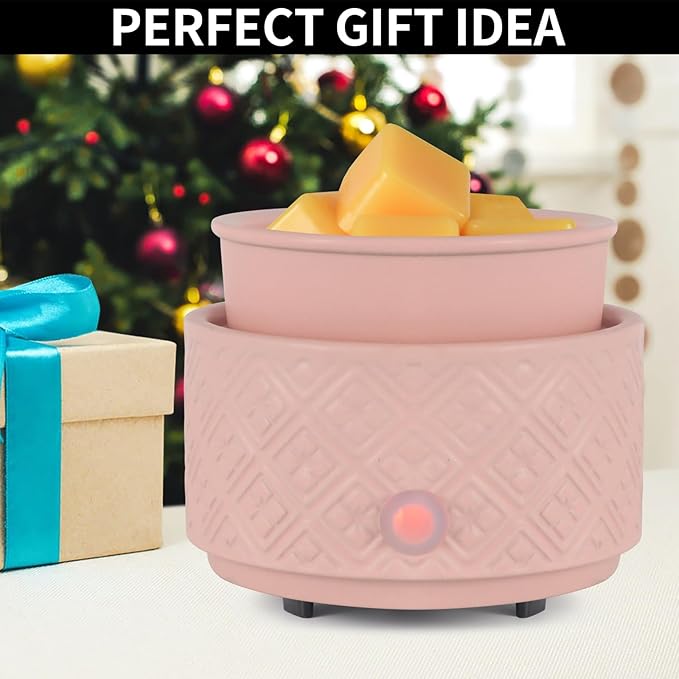 Wax Melt Warmer for Scented Wax,3-in-1Ceramic Wax Warmer Fragrances Candle Oils, Home Fragrance Burner,Electric Candle Warmer Perfect Christmas Gifts for Mom Women(Pink)