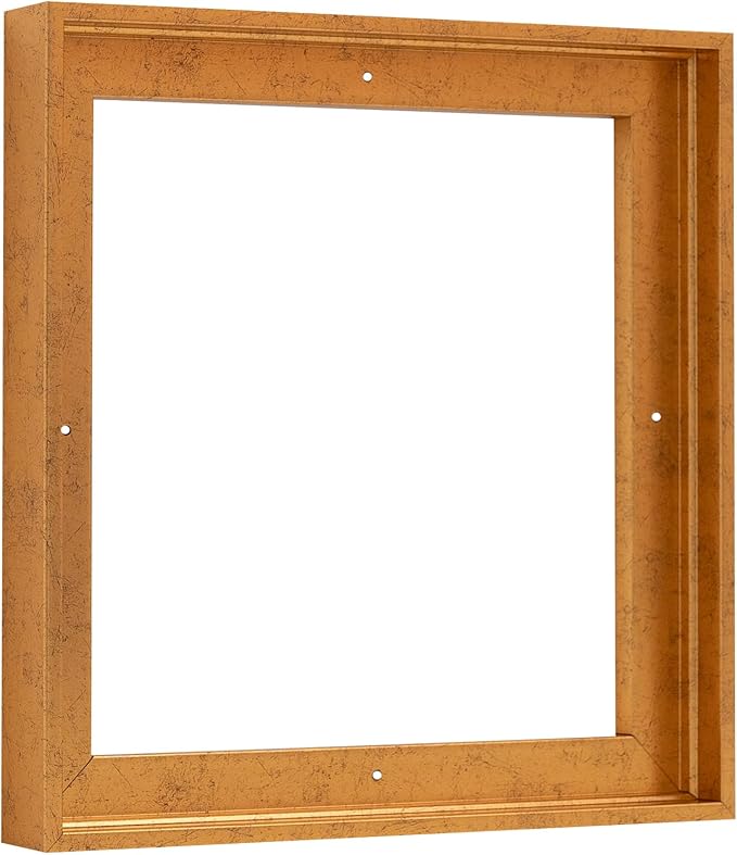 Pixy Canvas Floater Frame 8x8 for 3/4 (0.75) inch Deep Canvas Paintings/Canvas Prints/Wood Canvas Panels/Wall Art/Wall Decor/Home Decor/Artwork (Rustic Gold, 8 x 8 inch, Square)