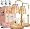 Candle Warmer Lamp with Timer & Dimmer, Candle Warmer Height Adjustable, Fits All Jar Scented Candles, Candle Lamp with 3 Bulbs, Charming Gift Box with Ribbon for Gifting(2 Pack)