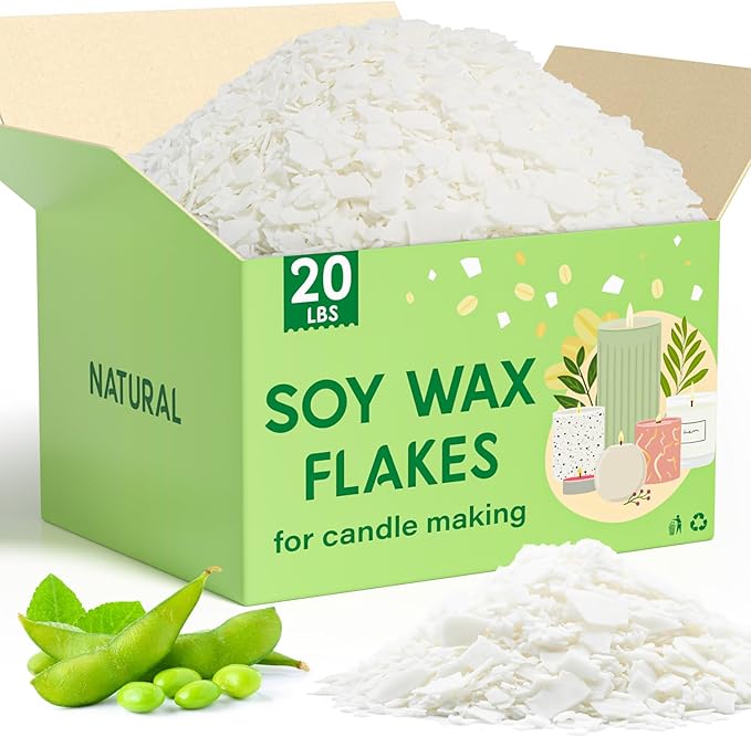 CHILLFLAME Soy Wax Flakes, Natural Candle Wax, Organic Soy Wax for Candle Making from Farm, No Harmless, Additives, and Pure (20lb)
