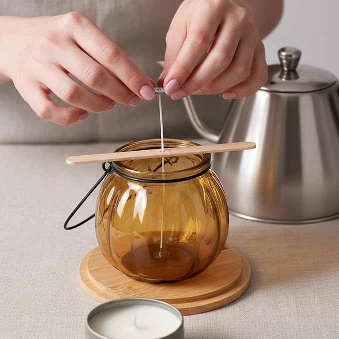 Candle Wicks for Candle Making - 100 Pcs Candles Wicks with 100 Pcs Wick Stickers and 10 Candles Wick Holders, Perfect for Soy Wax, Beeswax, and More