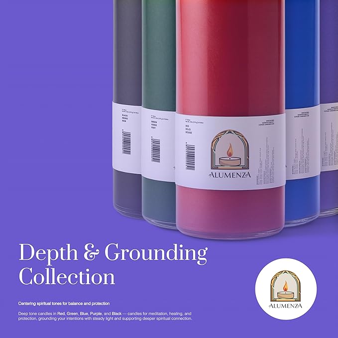 Bulk 6 Pack Purple 7 Day Candles in Glass Jar – Paraffin Wax, Clean Burning Unscented | Large & Tall Devotional Prayer Pillar Candles for Home, Memoria, Spells, Long Lasting