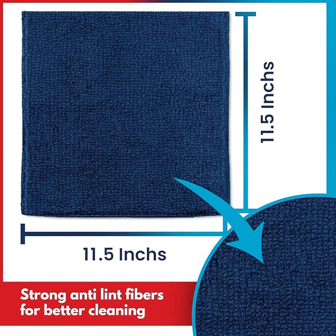 USANOOKS Microfiber Cleaning Cloth - 6 Pcs 11.5"x11.5" - High Performance - 1200 Washes, Ultra Absorbent Towels Weave Grime & Liquid for Streak-Free Mirror (Pack of 6)