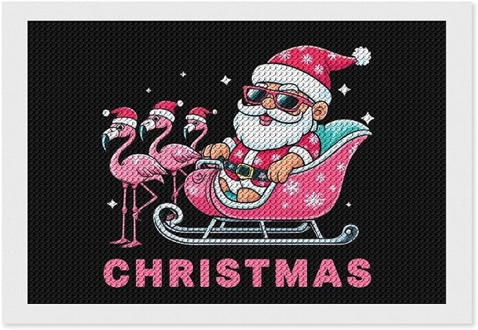 AIVKIEJK Diamond Painting Kits for Adults - Christmas Santa Flamingo Xmas Painting DIY 5D Full Drill Diamond Dots Paintings with Diamonds Gem Art and Crafts Home Decor 8"x12"