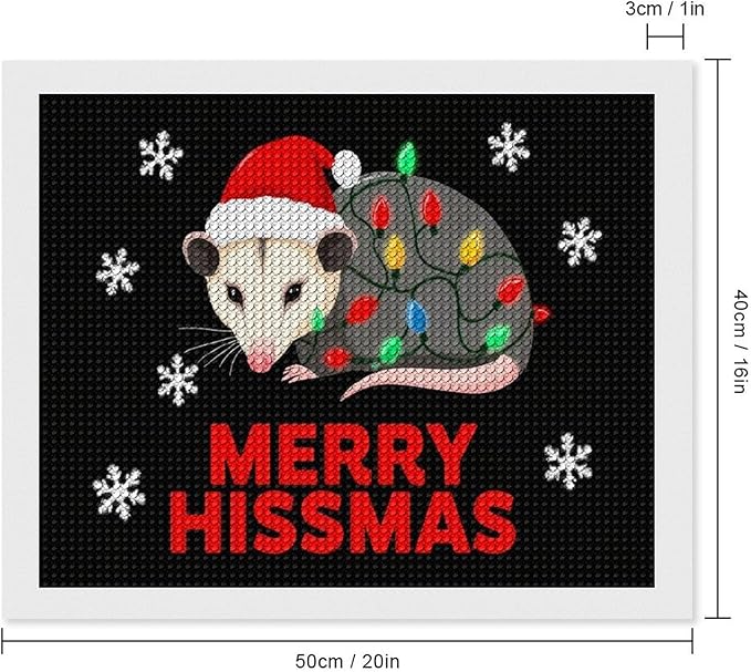 AIVKIEJK Diamond Painting Kits for Adults - Christmas Possum Merry Hissmas Painting DIY 5D Full Drill Diamond Dots Paintings with Diamonds Gem Art and Crafts Home Decor 16"x20"