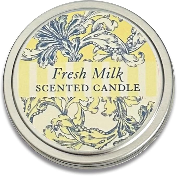 Greenwich Bay Hand-Poured Scented Candle in Decorative Tin – 4 oz/114 g Travel Candle with Lead-Free Wick, Vegetable Wax, Long-Burning Aromatherapy Gift, Single Wick – Made in USA (Fresh Milk)