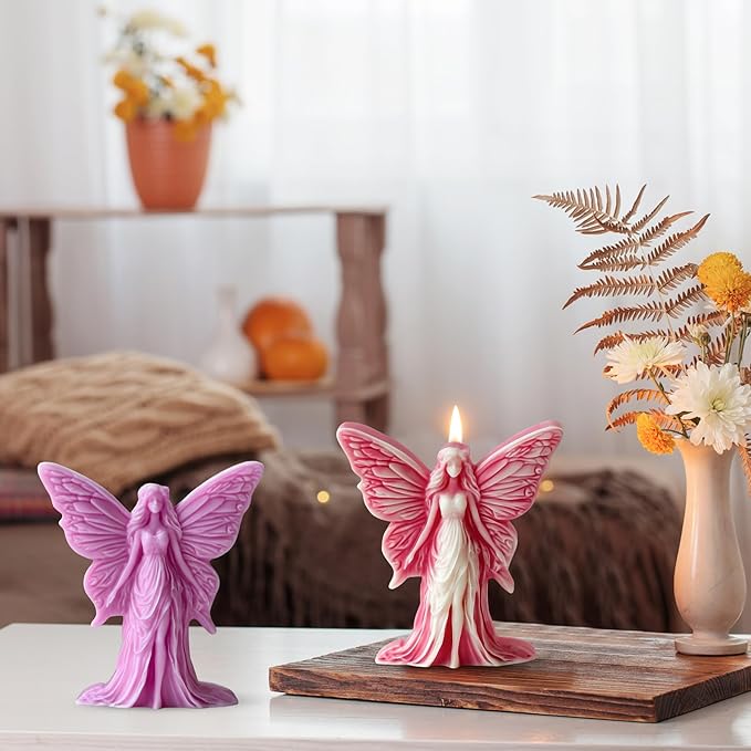 Candle Mold for Candle Making, 3DSilicone Mold for Resin Casting DIY Plaster Polymer Clay Home Decoration (Butterfly Fairy)