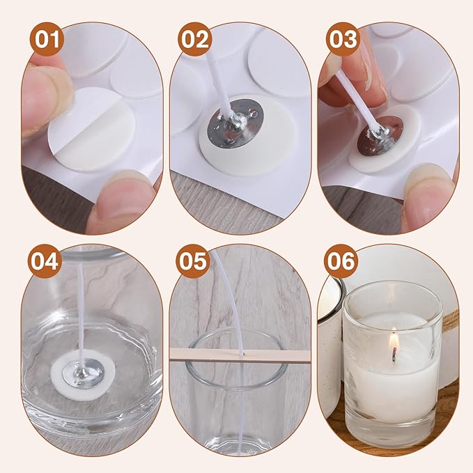 100 Pack Candle Wicks for Candle Making, Candles Wicks, Cotton Wick for Candlemaking, Soy Wax, Beeswax, Coconut Wax