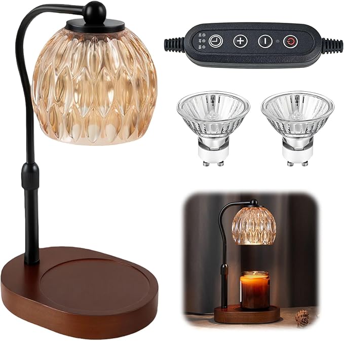 SunnySam Candle Warmer Lamp with Timer & Dimmer, Wax Melt Warmer for Jar Candles,Home Decor Desk Lamp, Birthday Gifts for Women, Mothers Day Gifts(2 Bulbs)