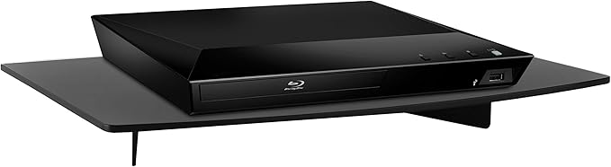 Mount-It! Floating Wall Shelf – Tempered Glass Media Shelf for Cable Box, DVD Player, Gaming Consoles (PS5, Xbox, Roku), Projector – Wall-Mounted w/Steel Frame, Cable Management, 22 lb Capacity