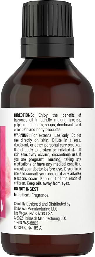 Horbäach Cotton Candy Fragrance Oil | 1 fl oz (30ml) | Premium Grade | for Diffusers, Candle and Soap Making, Aroma Spray, DIY Projects & More