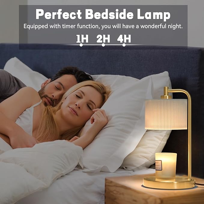 NITOWOLF Candle Warmer Lamp with Timer, Dimmable Candle Wax Warmer Electric Candle Lamp for Scented Candles with Bulbs, Christmas Gifts House Warming Gifts Home Decor (Gold)