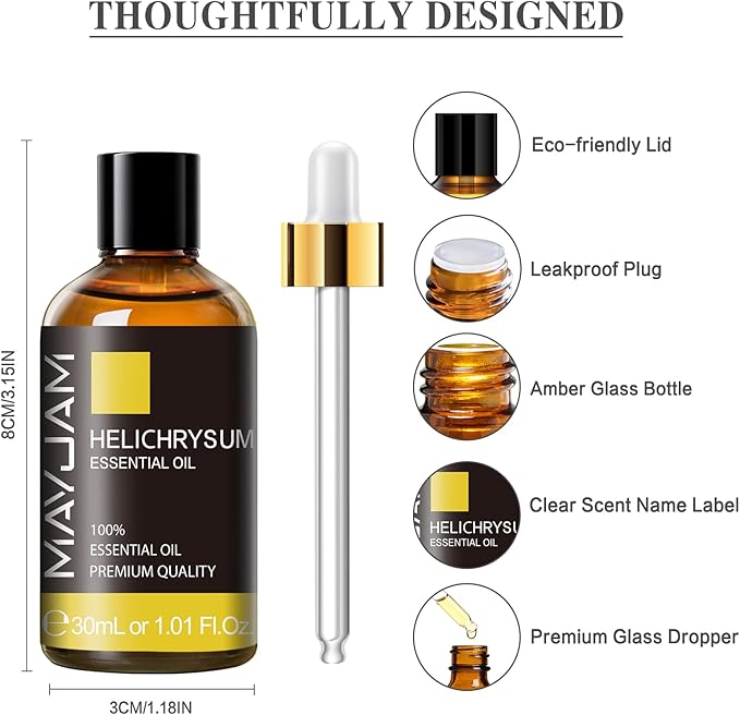 MAYJAM Helichrysum Essential Oil 30ML - 1.01FL.OZ Pure Helichrysum Oil for Soap Candle Making - Essential Oils for Diffusers for Home