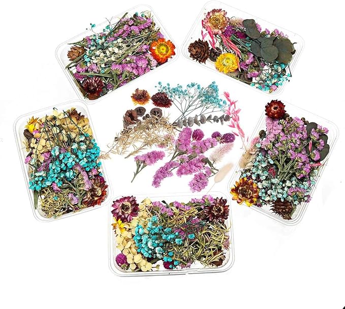3 Box Real Natural Dried Flower Candle Handmade Making Aromatherapy Wax Piece Special Dried Flower DIY Material (Random Color)