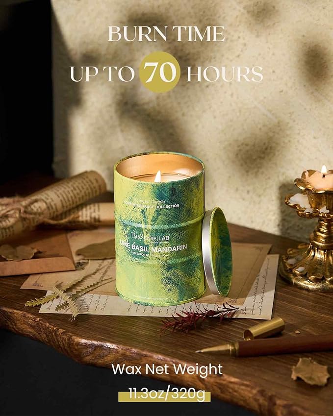 M&SENSE Spring Candle,Lime Basil Mandarin Scented Candles,Non Toxic Candle, Aromatherapy Candle for Stress Relief Meditation Relaxing, Housewarming Gifts for Women, 11.3oz