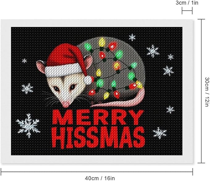 AIVKIEJK Diamond Painting Kits for Adults - Christmas Possum Merry Hissmas Painting DIY 5D Full Drill Diamond Dots Paintings with Diamonds Gem Art and Crafts Home Decor 12"x16"
