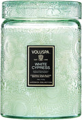 Voluspa White Cypress,Large Candle Jar,18 Ounce,100 Hour Burn Time, & Coconut Wax for Clean Burning,Handcrafted in The USA