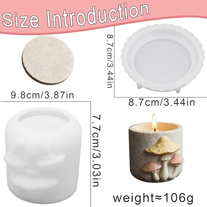 1Pc Mushroom Jar Resin Mold Silicone 3D Exquisite Epoxy Casting Mold with Lid for DIY Jewelry Organizer Trinket Storage Box Candy Container Candle Jar Flowerpot Cement Crafts Home Decoration