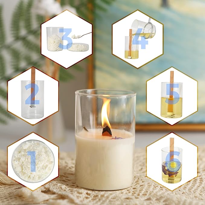 NOOR Crackling Wooden Wicks for Candles - Pack of 50 Pcs 5.1 x 0.5 inch Wood Wicks with Metal Sustainers, EVA Stickers and Warning Labels - Eco-Friendly Wooden Candle Wick