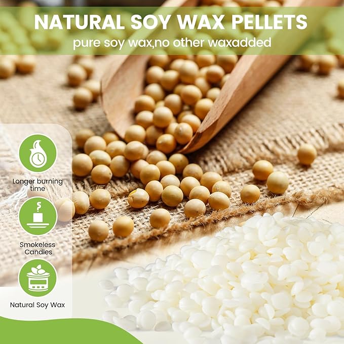 Panoata 2lb Natural Soy Wax Pellets – Clean-Burning Wax for Candle Making, Smooth Melting, No Additives, Eco-Friendly Bag for DIY Crafts & Scented Proje