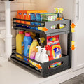 Under Sink Organizer, 2 Tier Under Sink Organizers and Storage, Adjustable Height, Slide out Metal Cabinet Organizers, Pull out Cabinet Storage Drawer Shelf for Kitchen Bathroom (Black, 1 Pack)