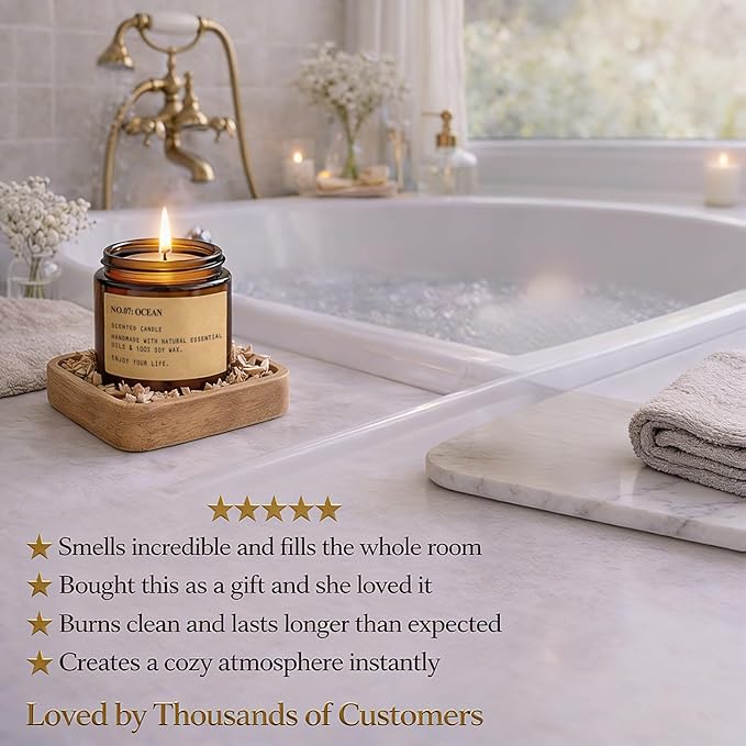 Scented Candles for Home, 8 Pack Soy Wax Candle Set, Aromatherapy Candles, Amber Jar Vintage Apothecary Style, 8 Scents Gift Set