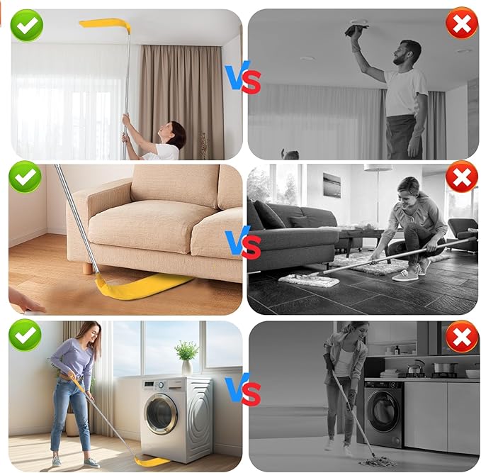 Retractable Gap Dust Cleaner Brush with Long Handle 30 to 100 inches, Cleaning Tools with 2 Microfiber Dusting Cloths, Extendable Duster for Cleaning Under Refrigerator Sofa Couch Bed Furniture