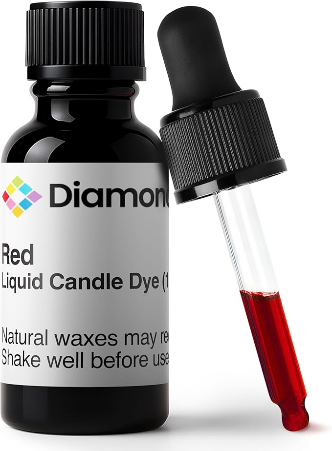 Red Liquid Candle Dye (1 oz) - Made in the USA - Safe and Easy to Use - Pure and Simple Ingredients - Candle Making Supplies for Soy, Paraffin, Palm or Gel Wax - 10 Vibrant Colors to Choose from