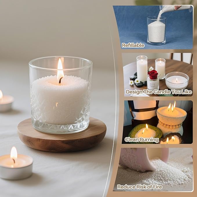 Sukh Sand Candles and Wicks - 450G(0.99lb) White Candle Sand with Wick Refillable Candle Wax for Weddings, Dating, Halloween, Christmas