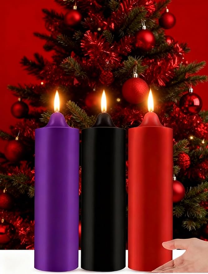 3 Pcs Valentine's Day Large Low Temperature Candles Dripping Decorative Candles for Valentine's Day Gifts Wedding Centerpieces, Romantic Dinner & Home Decor, Low Heat Safety Wax