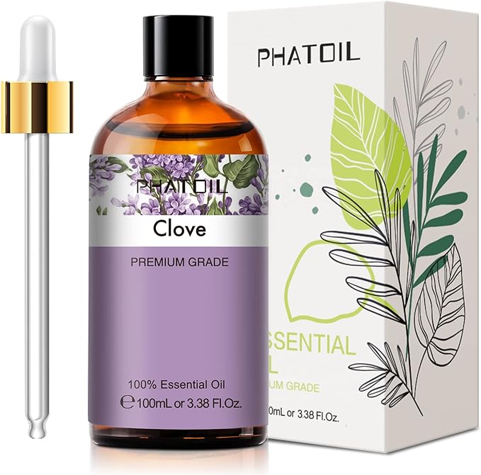 PHATOIL 3.38Fl.Oz Clove Essential Oil, for Aromatherapy Diffusers with Glass Dropper, Humidifiers, Great for DIY Candle and Soap Making, Gift for Friend